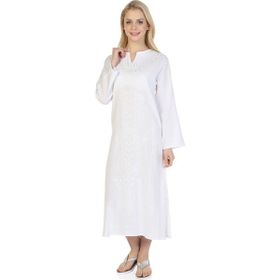 Eliş Şile Bezi Kaftan Beyaz Simli Kadın Elbise
