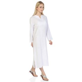 Eliş Şile Bezi Kaftan Beyaz Simli Kadın Elbise