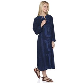 Eliş Şile Bezi Kaftan Lacivert Simli Kadın Elbise