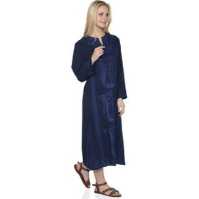 Eliş Şile Bezi Kaftan Lacivert Simli Kadın Elbise