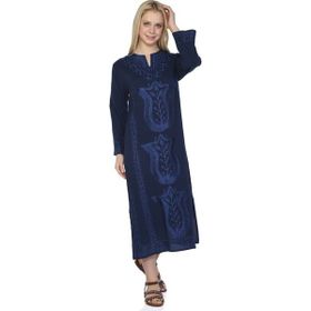 Eliş Şile Bezi Kaftan Lacivert Simli Kadın Elbise