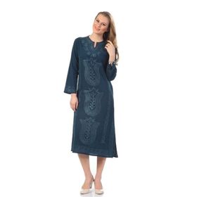 Eliş Şile Bezi Kaftan Petrol Simli Kadın Elbise