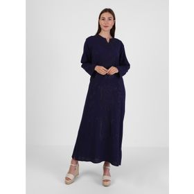 Eliş Şile Bezi Kaftan Uzun Kol Simli Midi Boy Mor Elbise