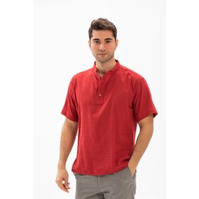 Eliş Şile Bezi Kırmızı 3051 Kısa Kol Şile Bezi Bodrum Erkek T-shirt