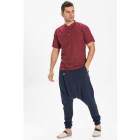 Eliş Şile Bezi Koyu Bordo 3068 Kısa Kol Şile Bezi Bodrum Erkek T-shirt
