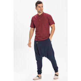 Eliş Şile Bezi Koyu Bordo 3068 Kısa Kol Şile Bezi Bodrum Erkek T-shirt