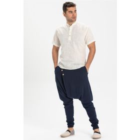 Eliş Şile Bezi Krem 3002 Kısa Kol Şile Bezi Bodrum Erkek T-shirt