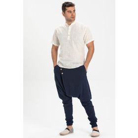 Eliş Şile Bezi Krem 3002 Kısa Kol Şile Bezi Bodrum Erkek T-shirt