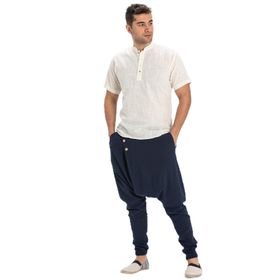 Eliş Şile Bezi Krem 3002 Kısa Kol Şile Bezi Bodrum Erkek T-shirt