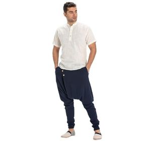 Eliş Şile Bezi Krem 3002 Kısa Kol Şile Bezi Bodrum Erkek T-shirt