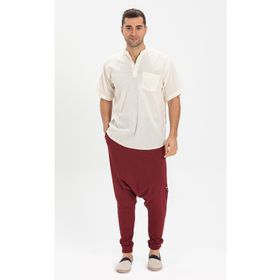 Eliş Şile Bezi Krem 3002 Kısa Kol Şile Bezi Hakim Yaka Erkek Tshirt