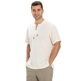 Eliş Şile Bezi Krem 3002 Kısa Kol Şile Bezi Zımbalı Erkek Tshirt