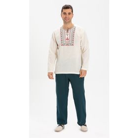 Eliş Şile Bezi Krem 3002 Uzun Kol Şile Bezi Bisiklet Yaka Bahriyeli Erkek T-Shirt