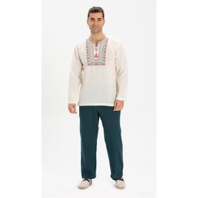 Eliş Şile Bezi Krem 3002 Uzun Kol Şile Bezi Bisiklet Yaka Bahriyeli Erkek T-Shirt