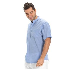 Eliş Şile Bezi Mavi 3032 Kısa Kol Şile Bezi Hakim Yaka Erkek Tshirt