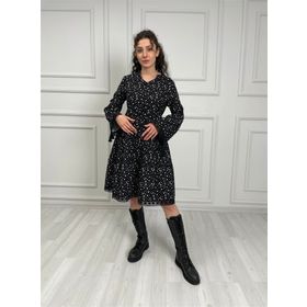 Eliş Şile Bezi Pazen Uzun Kol Seçil Kısa Çıtır Desen Beyaz Elbise
