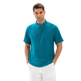 Eliş Şile Bezi Petrol 3053 Kısa Kol Şile Bezi Bodrum Erkek T-shirt