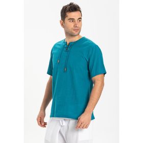 Eliş Şile Bezi Petrol 3053 Kısa Kol Şile Bezi Zımbalı Erkek Tshirt