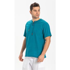 Eliş Şile Bezi Petrol 3053 Kısa Kol Şile Bezi Zımbalı Erkek Tshirt