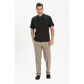Eliş Şile Bezi Siyah 3003 Kısa Kol Şile Bezi Bodrum Erkek T-shirt