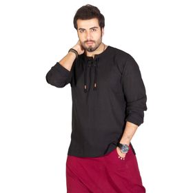 Eliş Şile Bezi Siyah 3003 Uzun Kol Şile Bezi Zımbalı Erkek Tshirt