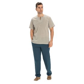 Eliş Şile Bezi Taş 3031 Büyük Beden Kısa Kol Şile Bezi Bisiklet Yaka Erkek Tshirt