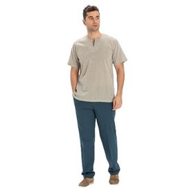Eliş Şile Bezi Taş 3031 Büyük Beden Kısa Kol Şile Bezi Bisiklet Yaka Erkek Tshirt