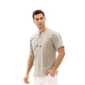 Eliş Şile Bezi Taş 3031 Büyük Beden Kısa Kol Şile Bezi Zımbalı Erkek Tshirt
