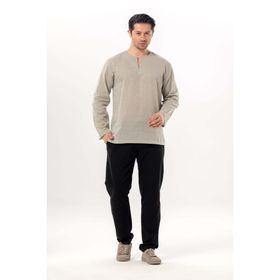Eliş Şile Bezi Taş 3031 Büyük Beden Uzun Kol Şile Bezi Bisiklet Yaka Erkek Tshirt