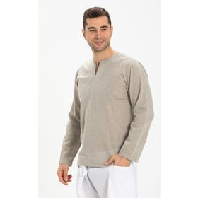 Eliş Şile Bezi Taş 3031 Büyük Beden Uzun Kol Şile Bezi Bisiklet Yaka Erkek Tshirt