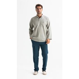 Eliş Şile Bezi Taş 3031 Uzun Kol Şile Bezi Hakim Yaka Erkek Tshirt