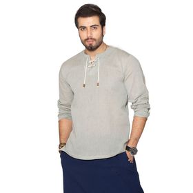 Eliş Şile Bezi Taş 3031 Uzun Kol Şile Bezi Zımbalı Erkek Tshirt