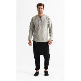 Eliş Şile Bezi Taş 3031 Uzun Kol Şile Bezi Zımbalı Erkek Tshirt