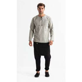 Eliş Şile Bezi Taş 3031 Uzun Kol Şile Bezi Zımbalı Erkek Tshirt