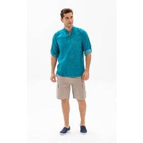 Eliş Şile Bezi Turkuaz 9013 Uzun Kol Şile Bezi Bodrum Erkek T-Shirt