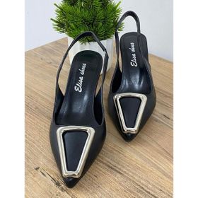 Elisa 0000057 Siyah Metal Toka Detay Kadın Stiletto Topuklu Ayakkabı