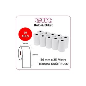 Elit 56 mm x 25 m 10 Adet Yazar Kasa Pos Rulosu