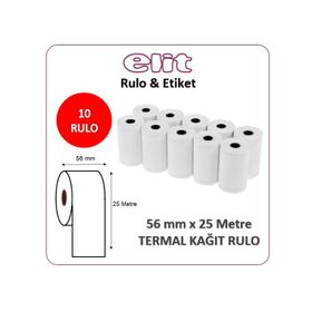 Elit 56 mm x 25 m 10 Adet Yazar Kasa Pos Rulosu