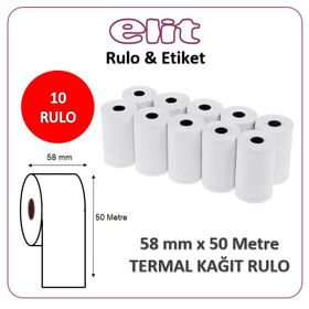 Elit 58 mm x 50 m 10 Adet Termal Pos Rulo