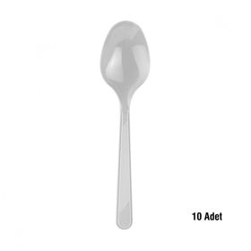 Elit Parti Gümüş Plastik 10 Adet Kaşık