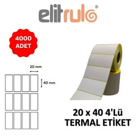 Elit Rulo 20x40 4000 Adet 4'lü Termal Barkod Etiketi