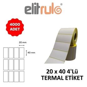 Elit Rulo 20x40 4000 Adet 4'lü Termal Barkod Etiketi