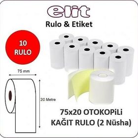 Elit Rulo 75 mmx20 m 10 Adet Çift Nüsha Pos Rulo