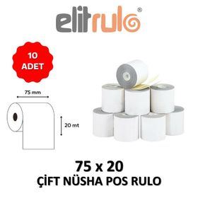 Elit Rulo 75 mmx20 m 10 Adet Çift Nüsha Pos Rulo