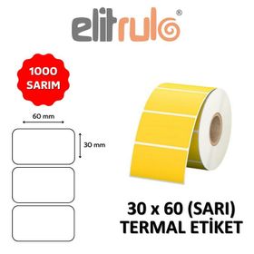 Elit Rulo Sarı 30x60 1000 Adet Termal Barkod Etiketi
