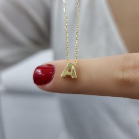 Elite Kuyumculuk A Harfi Gold Kaplama 925 Ayar Gümüş Kolye