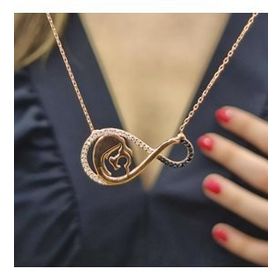 Elite Kuyumculuk Anne Bebek Rose Kaplama 925 Ayar Gümüş Kolye