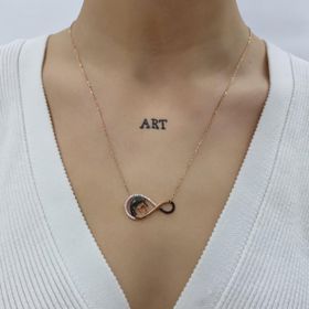 Elite Kuyumculuk Anne Kız Sonsuzluk 925 Ayar Rose Kaplama Gümüş Kolye