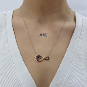 Elite Kuyumculuk Anne Kız Sonsuzluk 925 Ayar Rose Kaplama Gümüş Kolye