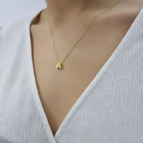 Elite Kuyumculuk Kadın 3 Boyutlu A Harf Altın Kaplama 925 Ayar Gümüş Kolye